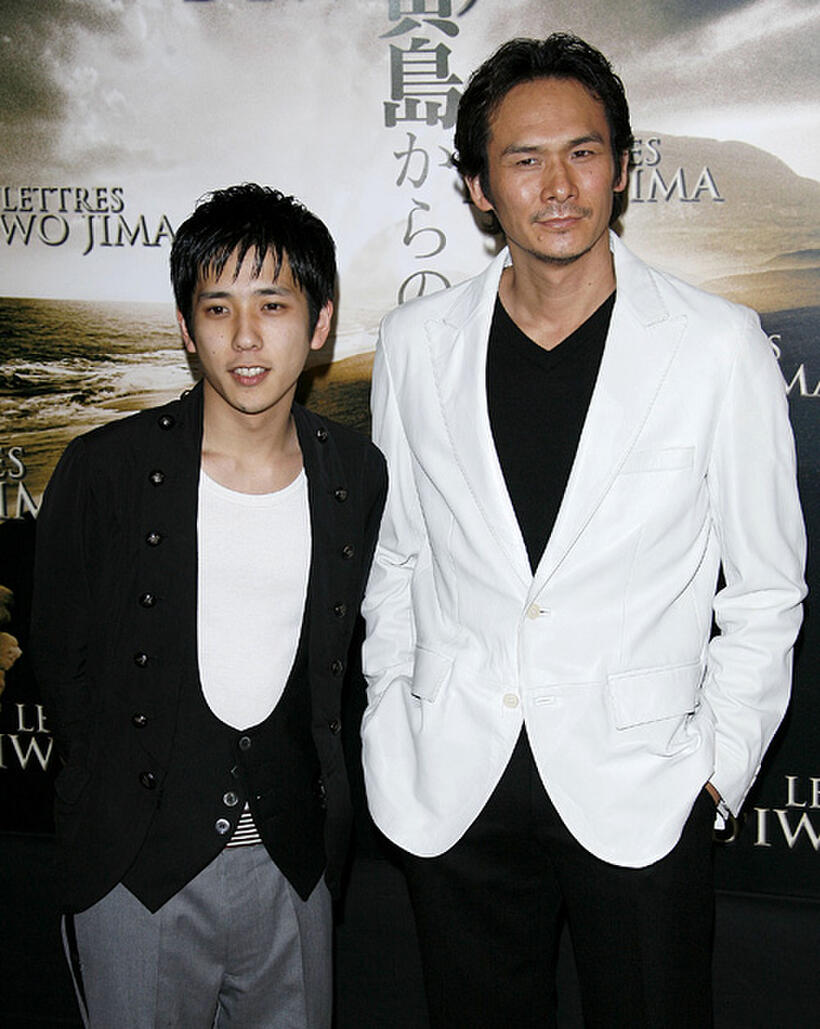 Kazunari Ninomiya and Tsuyoshi Ihara at the photocall of "Letters From Iwo Jima" in France.