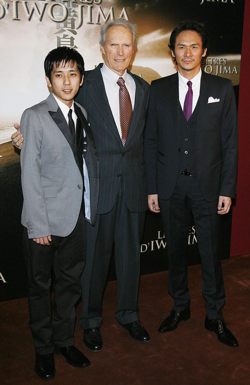 Kazunari Ninomiya, director Clint Eastwood and Tsuyoshi Ihara at the France premiere of "Letters From Iwo Jima."