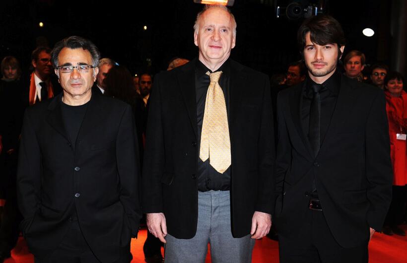 Moshe Ivgy, Director Amos Kollek and Ran Danker at the premiere of "Restless" during the 58th Berlinale Film Festival.