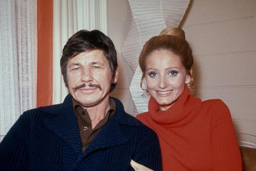 Picture of Jill Ireland and US actor Charles Bronson.