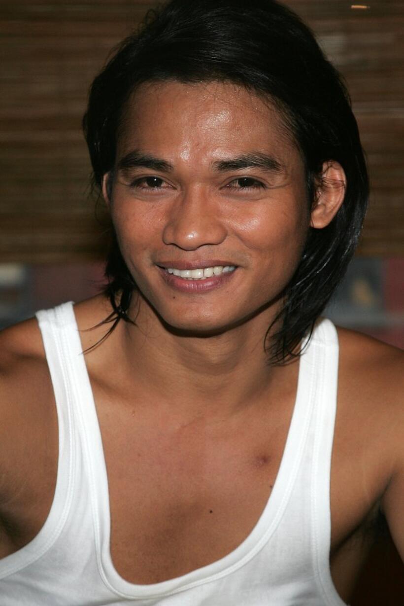Tony Jaa at the Wat Gym to promote "The Protector."