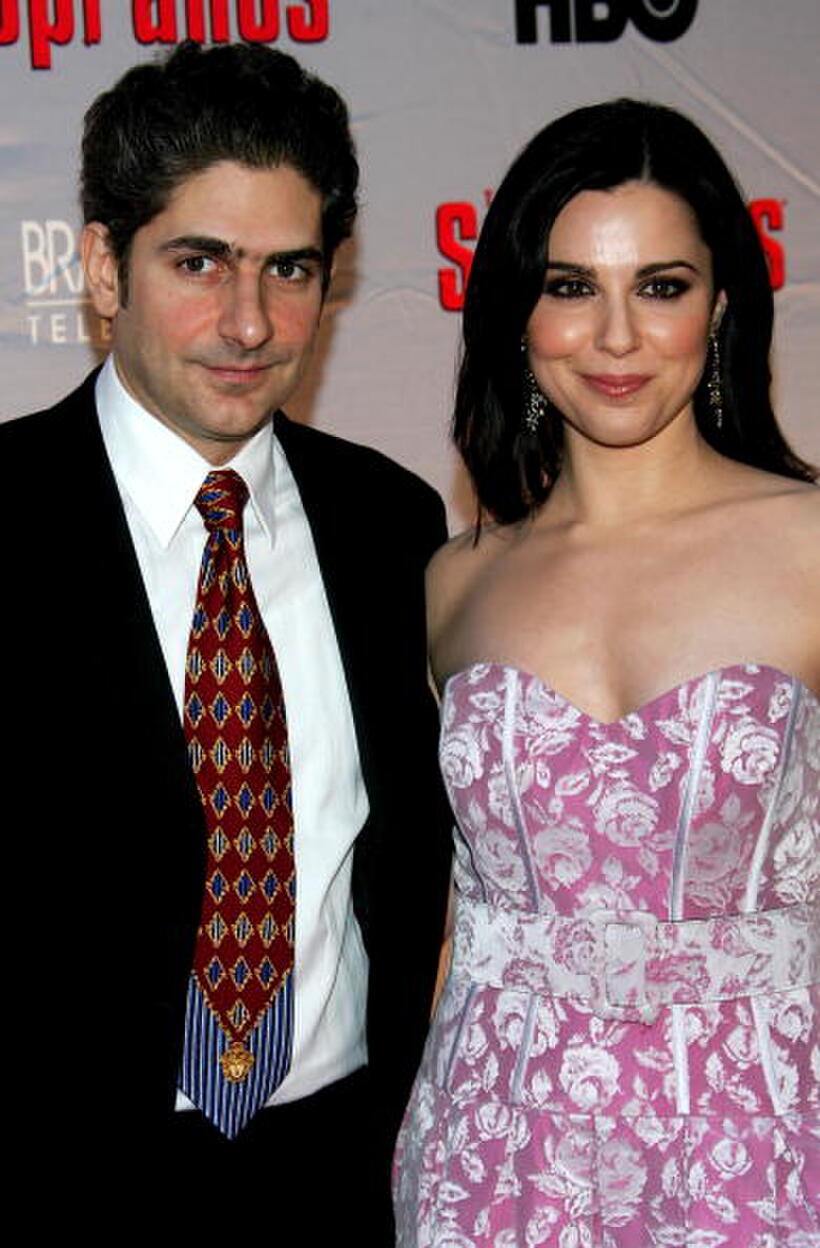 Michael Imperioli and Cara Buono at the HBO premiere of "The Sopranos".
