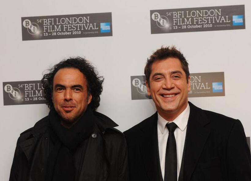 Alejandro Gonzalez Inarritu and Javier Bardem at the premiere of "Biutiful" during the 54th BFI London Film Festival.