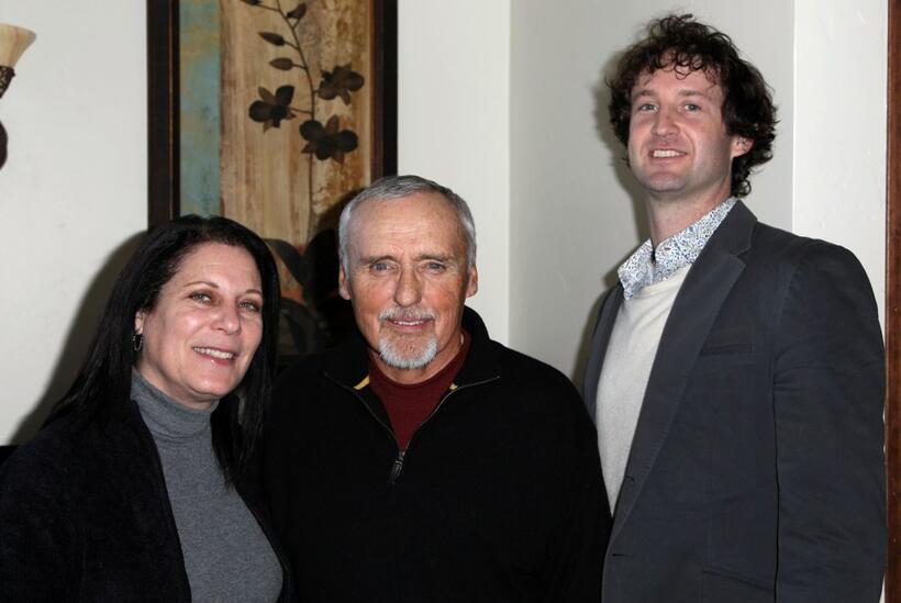 Dennis Hopper, Robin Greenspun and Trevor Groth at the CineVegas luncheon held at Fin Restaurant during the 2008 Sundance Film Festival.