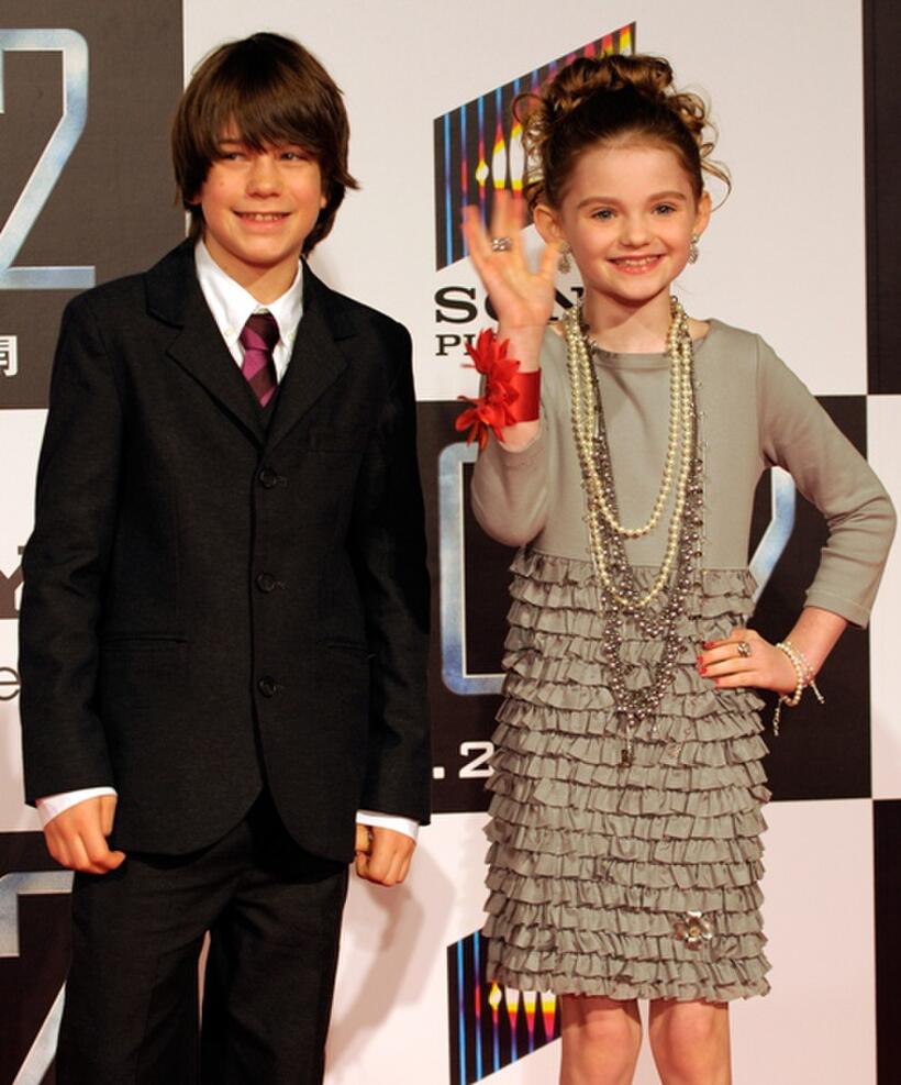 Liam James and Morgan Lily at the premiere of "2012."