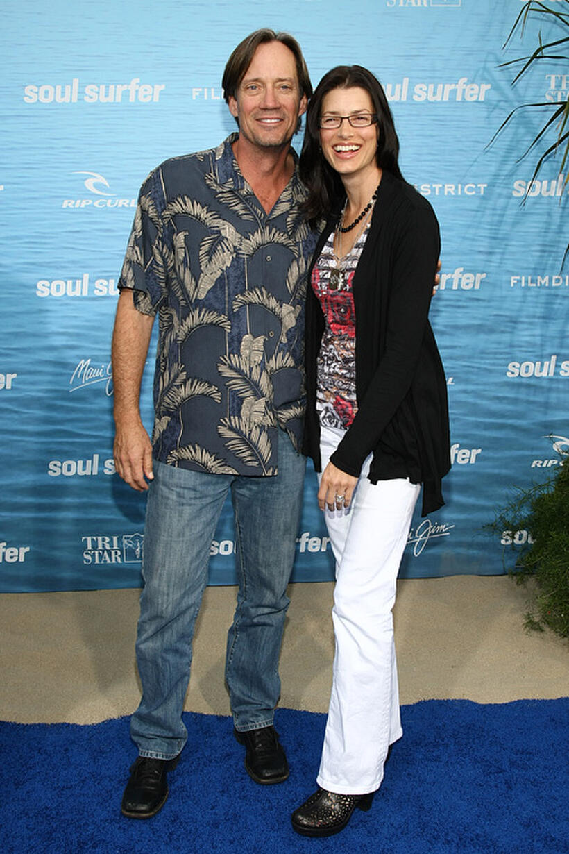 Kevin Sorbo and Sam Jenkins at the California premiere of "Soul Surfer."