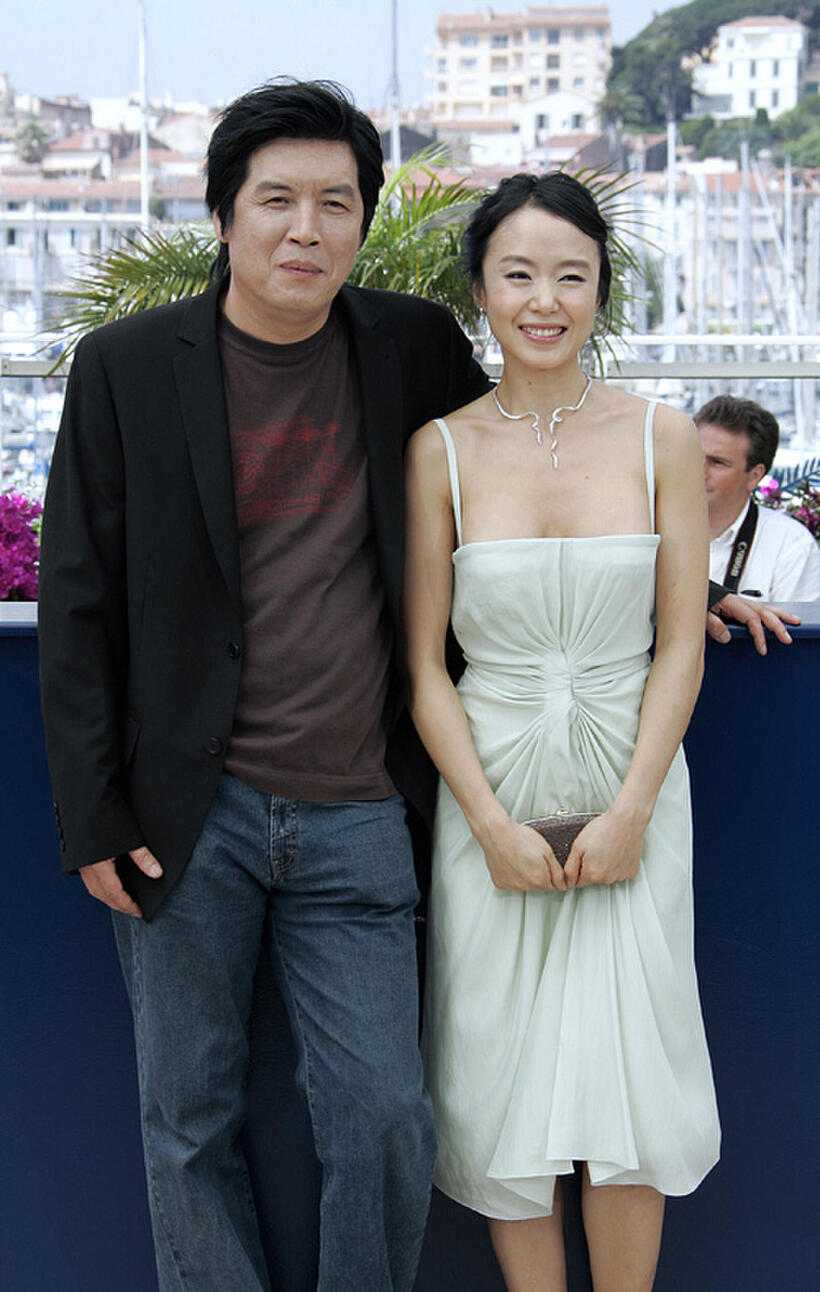 Director Lee Chang-Dong and Jeon Do-yeon at the portrait session of 60th International Cannes Film Festival.