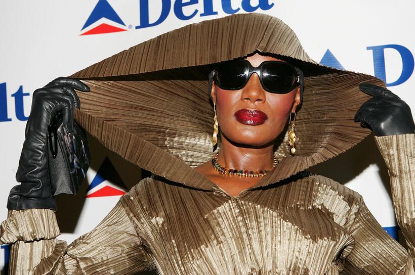 Grace Jones at the Delta Airlines newest international route between New York and London.