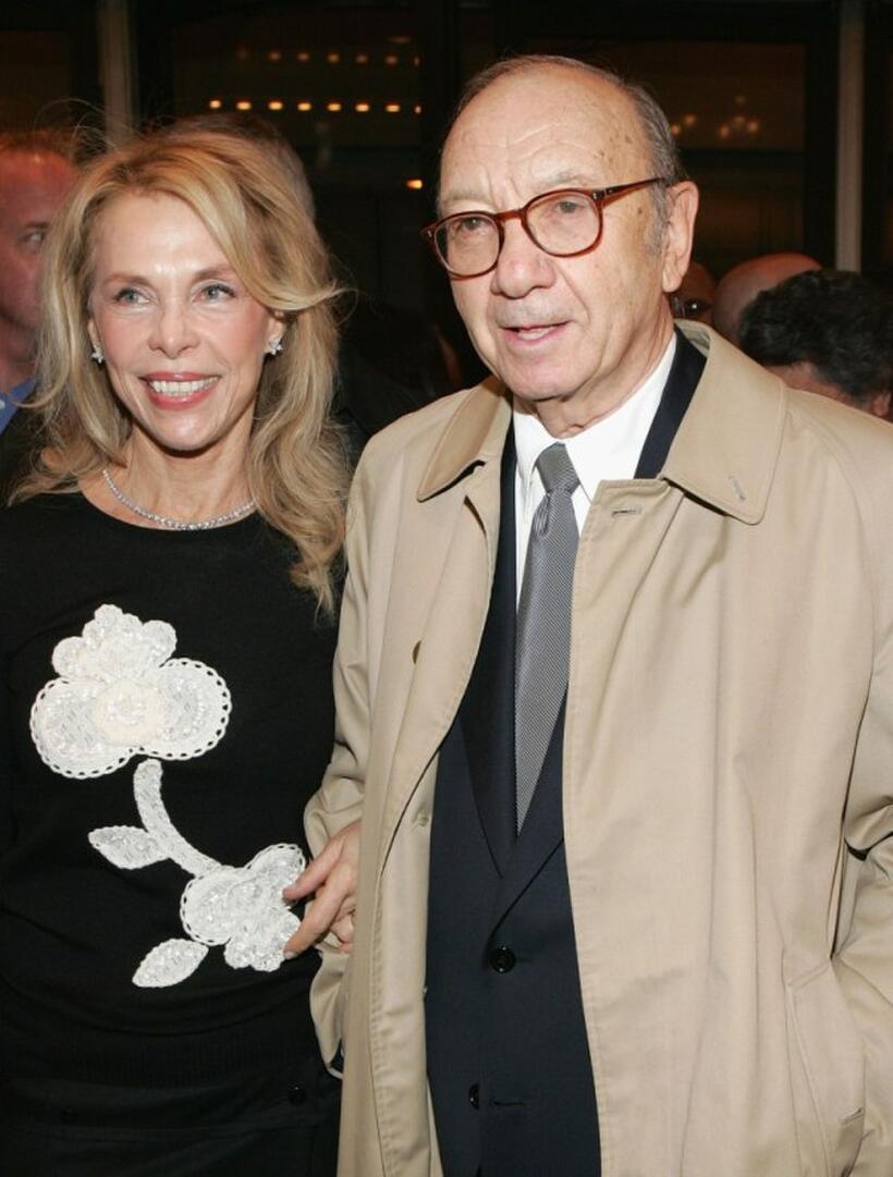 Elaine Joyce and Neil Simon at the opening night of "The Odd Couple."