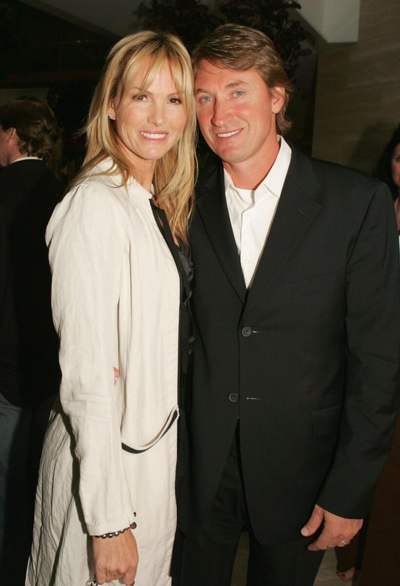 Janet Jones and Wayne Gretzky at "The David Beckham Academy" launch party.