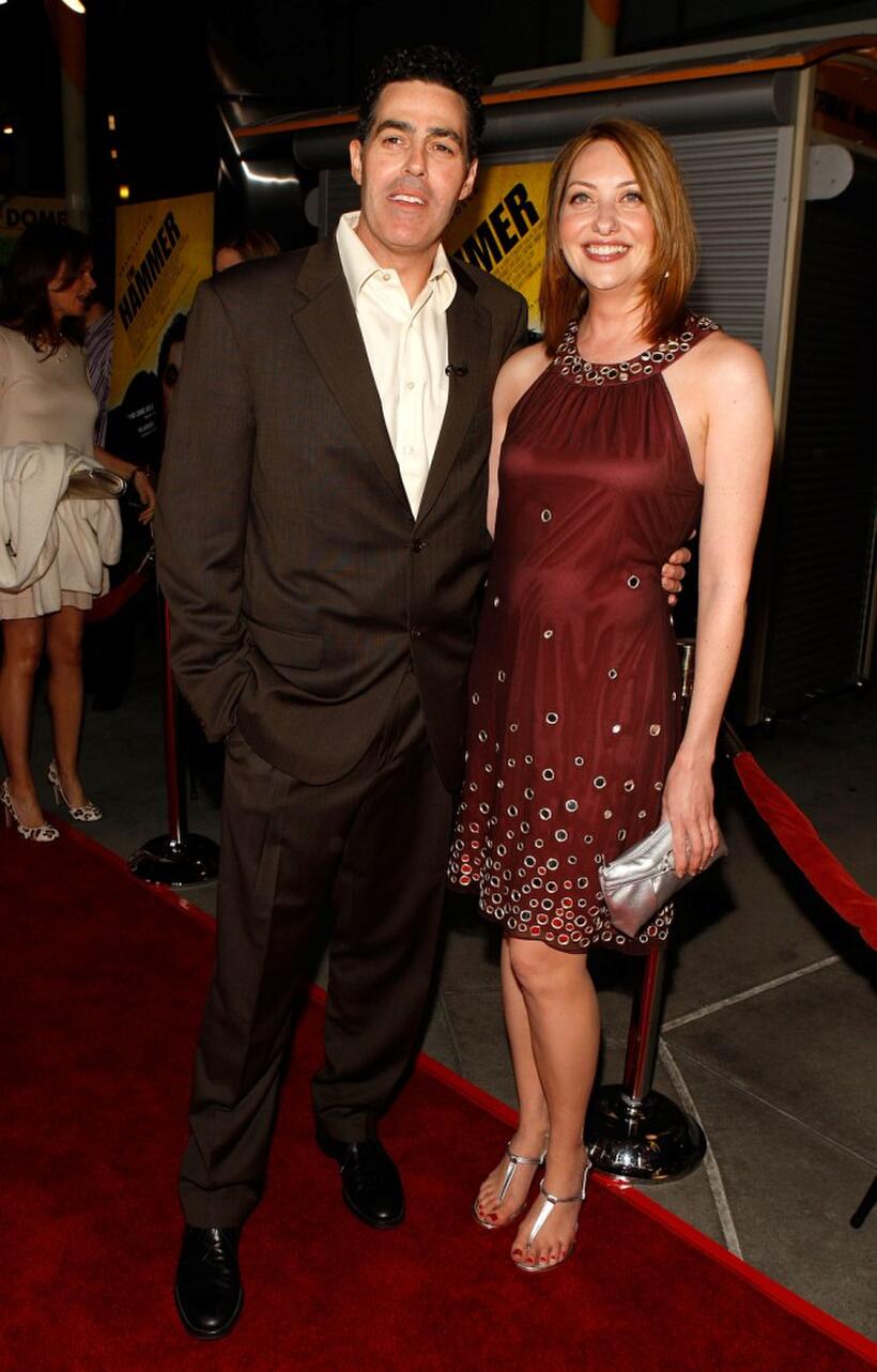 Adam Carolla and Heather Juergensen at the premiere of "The Hammer."