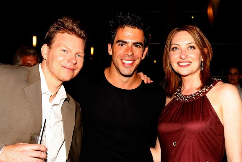 Kevin Hench, Eli Roth and Heather Juergensen at the after party of the premiere of "The Hammer."
