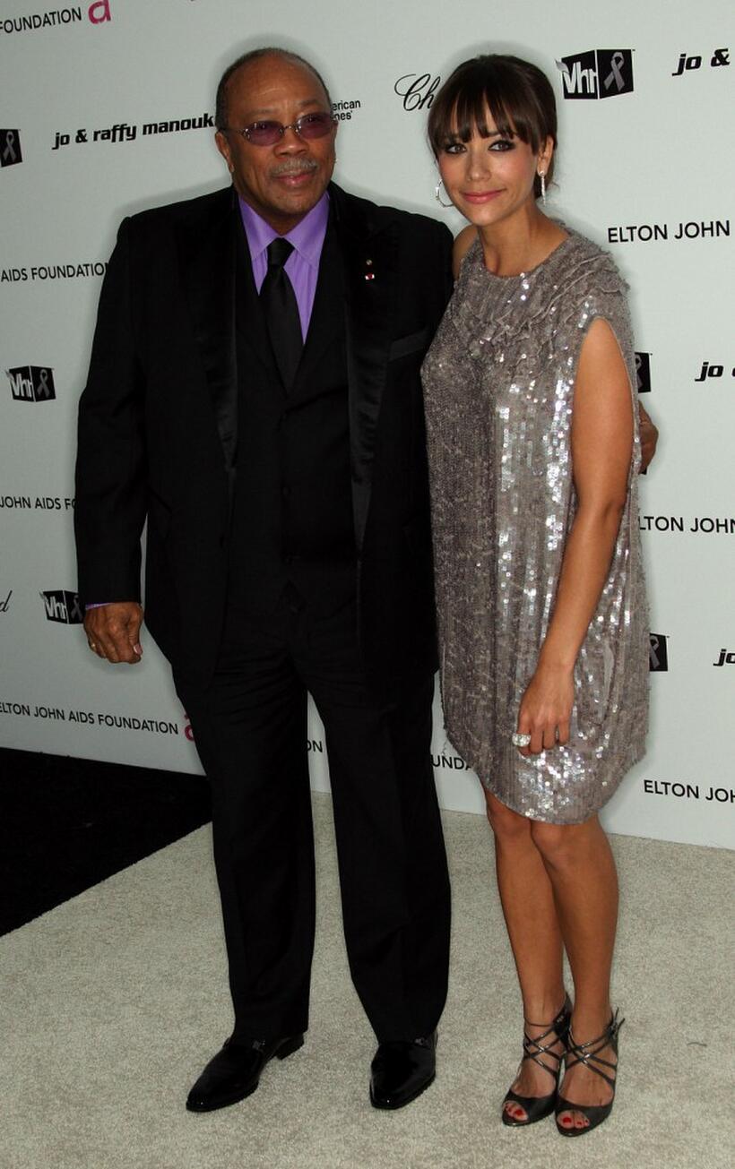 Quincy Jones and Rashida Jones at the 17th Annual Elton John AIDS Foundation's Academy Award Viewing Party.