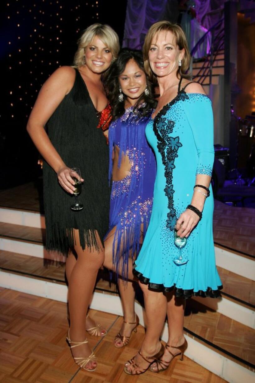 Fiona Falkiner, Arianne Caoili and Kerry Armstrong at the Dancing With The Stars after show drinks party.