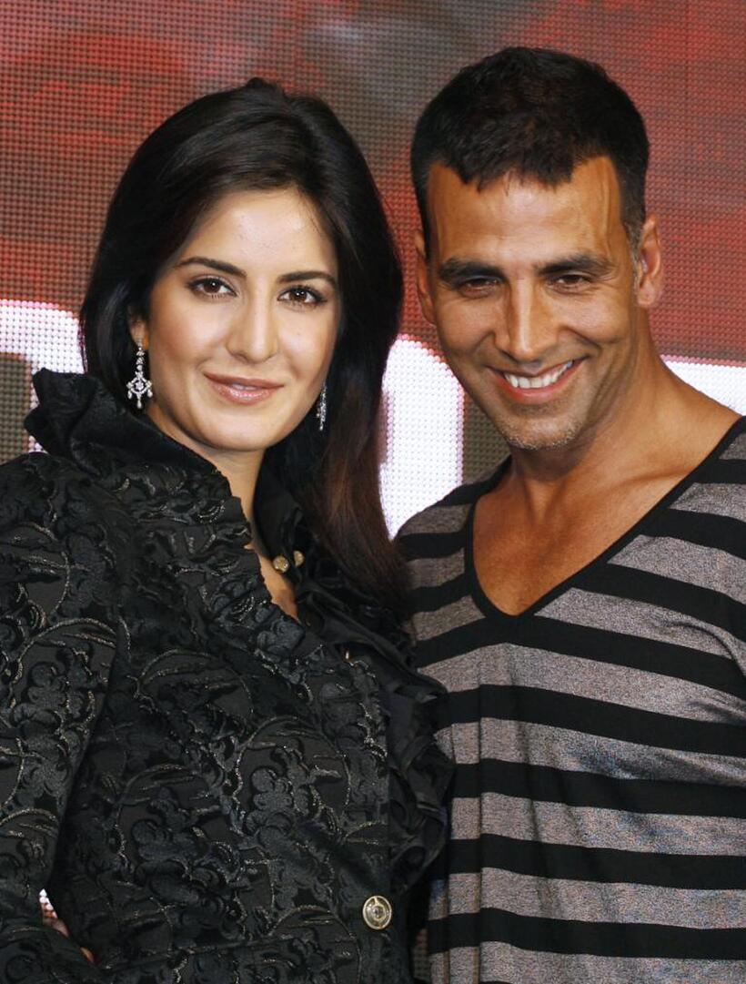 Katrina Kaif and Akshay Kumar at the promotion of "Singh is King."