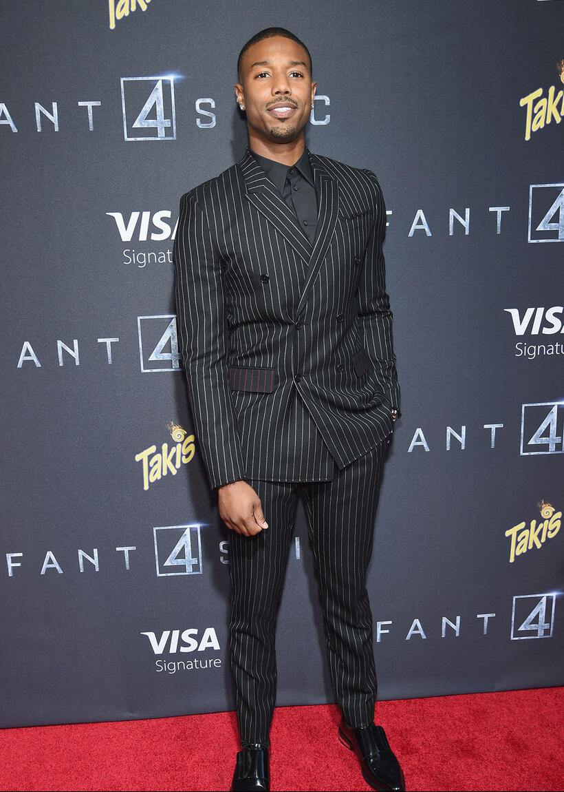 Michael B. Jordan at the New York premiere of "Fantastic Four."