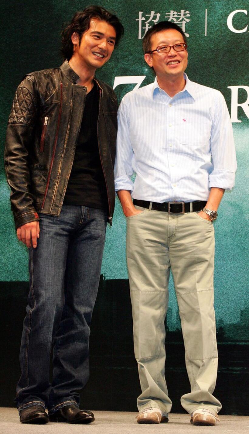 Takeshi Kaneshiro and director Andrew Lau at the press conference for "Confession of Pain."