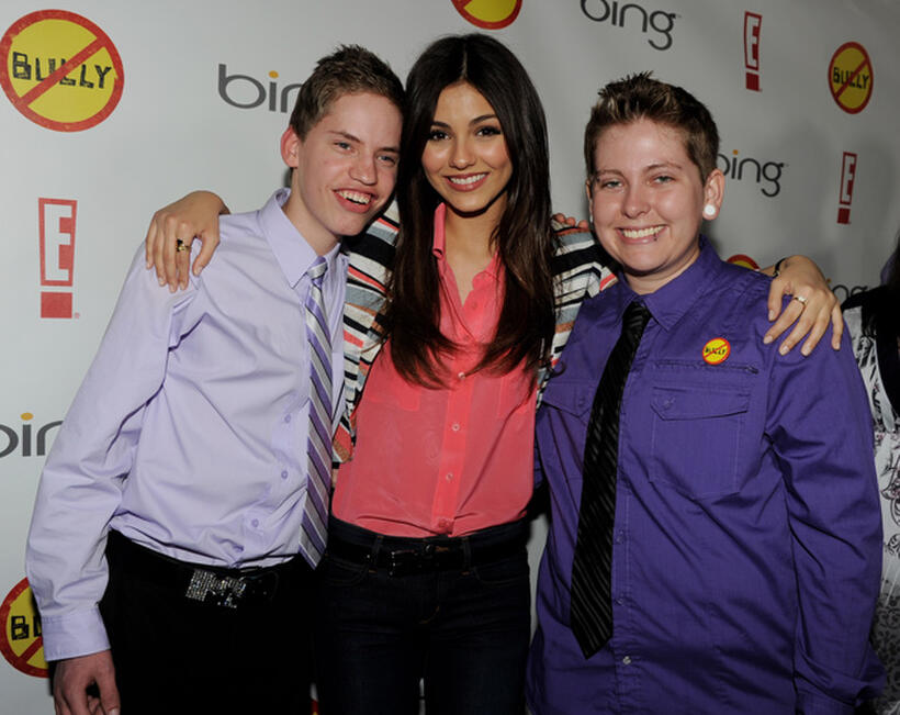 Alex Libby, Victoria Justice and Kelby Johnson at the California premiere of "Bully."