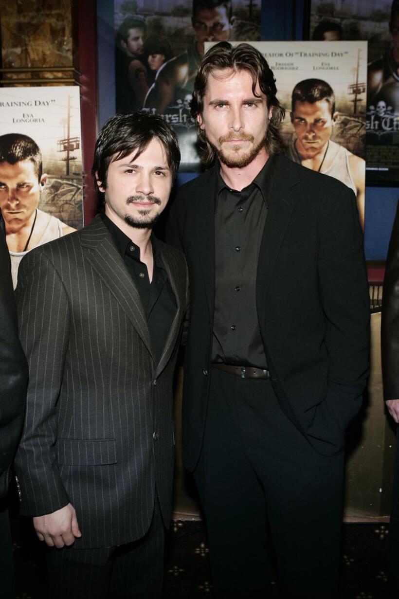 Freddy Rodriguez and Christian Bale at the premiere of "Harsh Times."