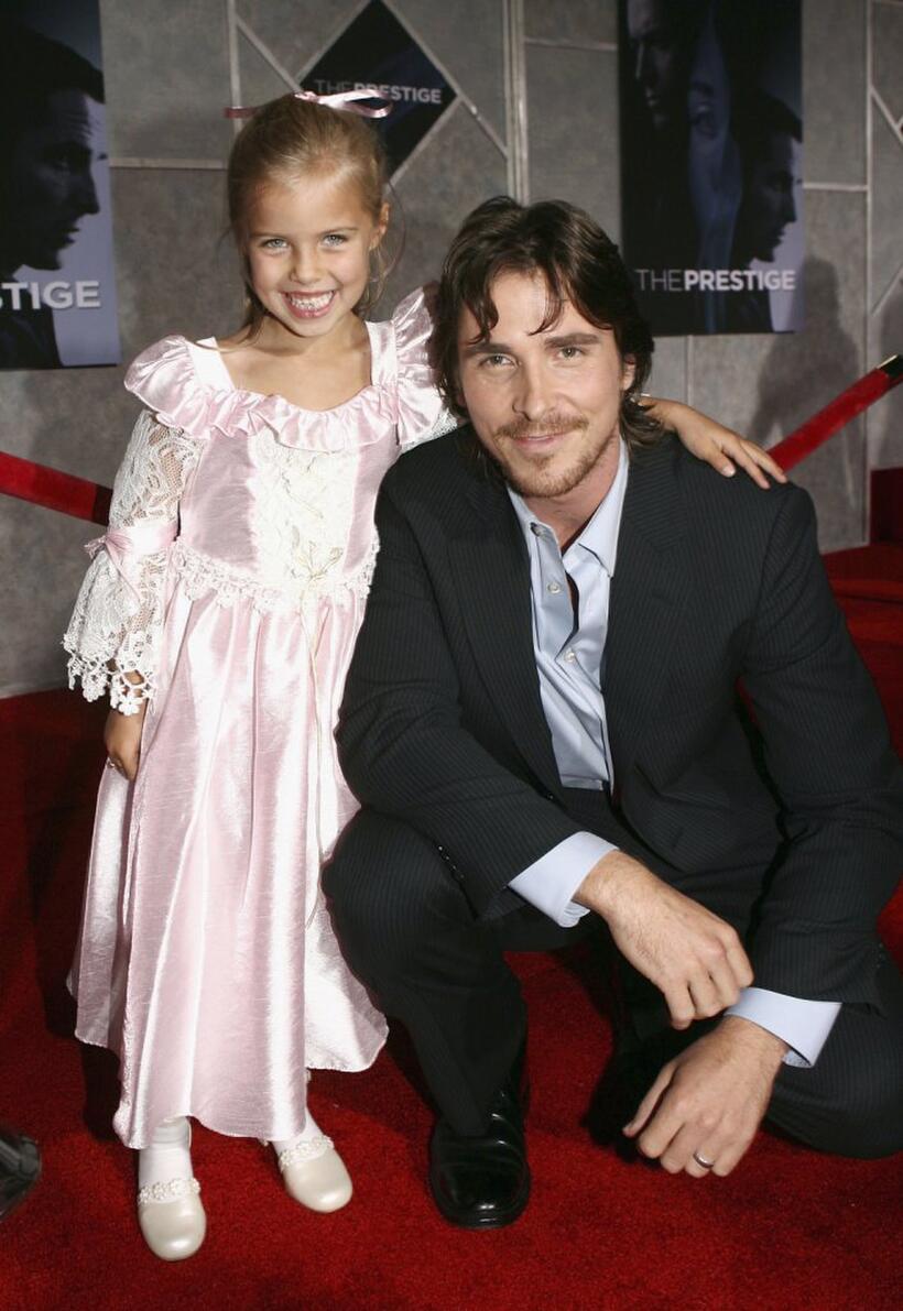 Samantha Mahurin and Christian Bale at the premiere of "The Prestige."