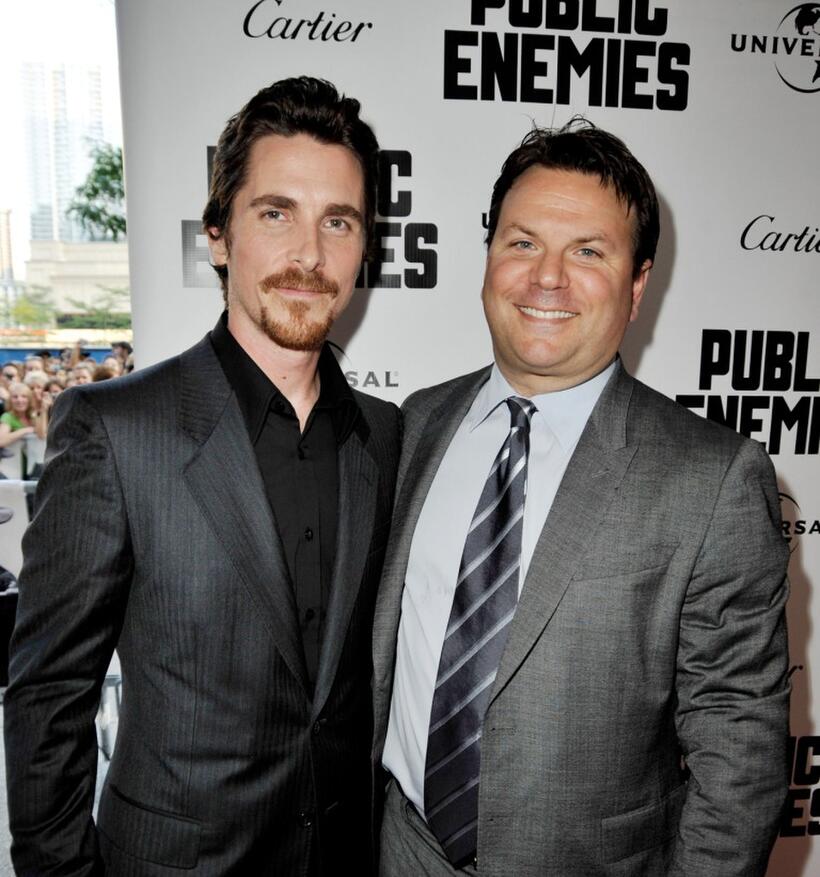 Christian Bale and producer Kevin Misher at the Illinois premiere of "Public Enemies."