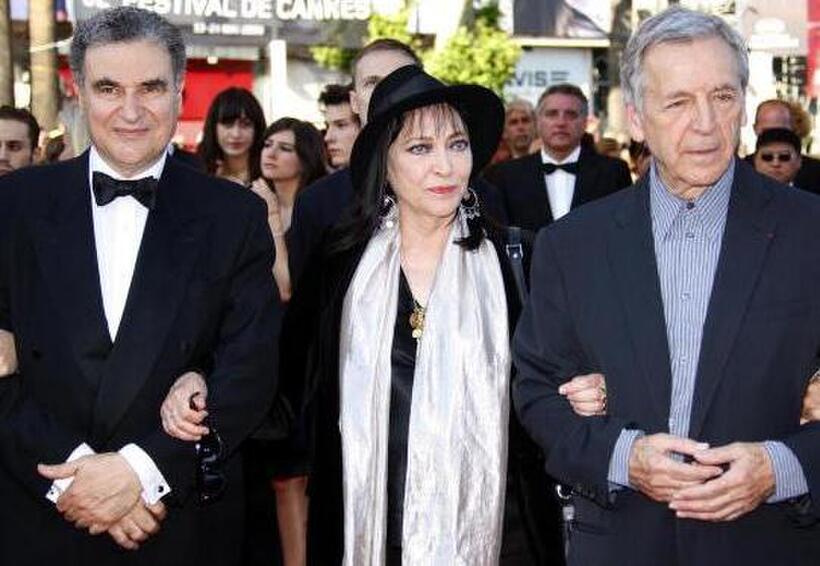 Serge Toubiana, Anna Karina and Costa-Gavras at the screening of "Le Prophete" during the 62nd Cannes Film Festival.