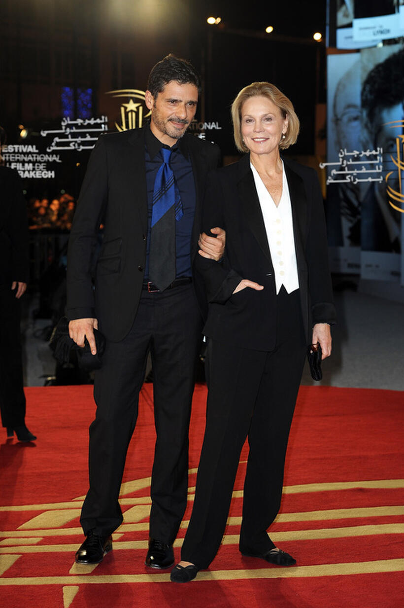 Pascal Elbe and Marthe Keller at the photocall of "Un Balcon Sur La Mer" during the 10th Marrakech Film Festival.