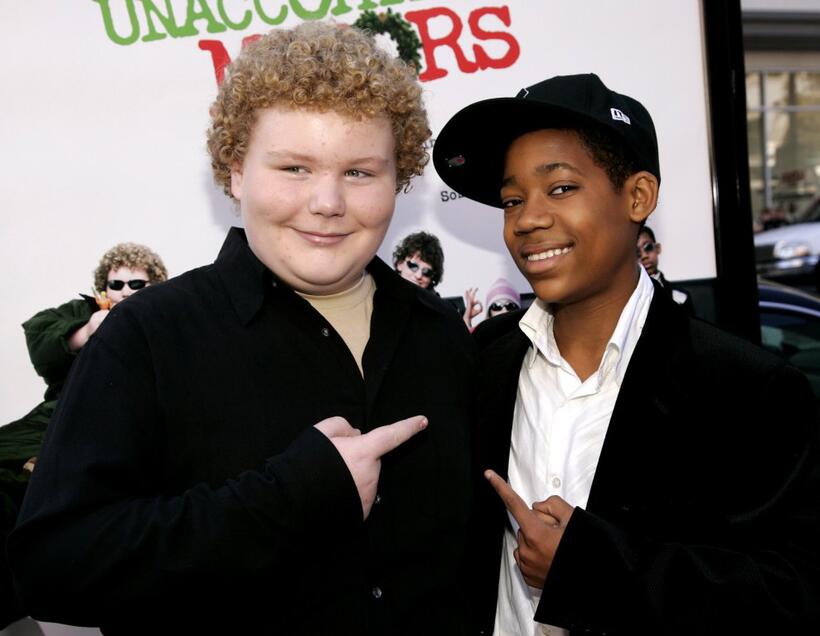 Brett Kelly and Tyler James Williams at the premiere of "Unaccompanied Minors."