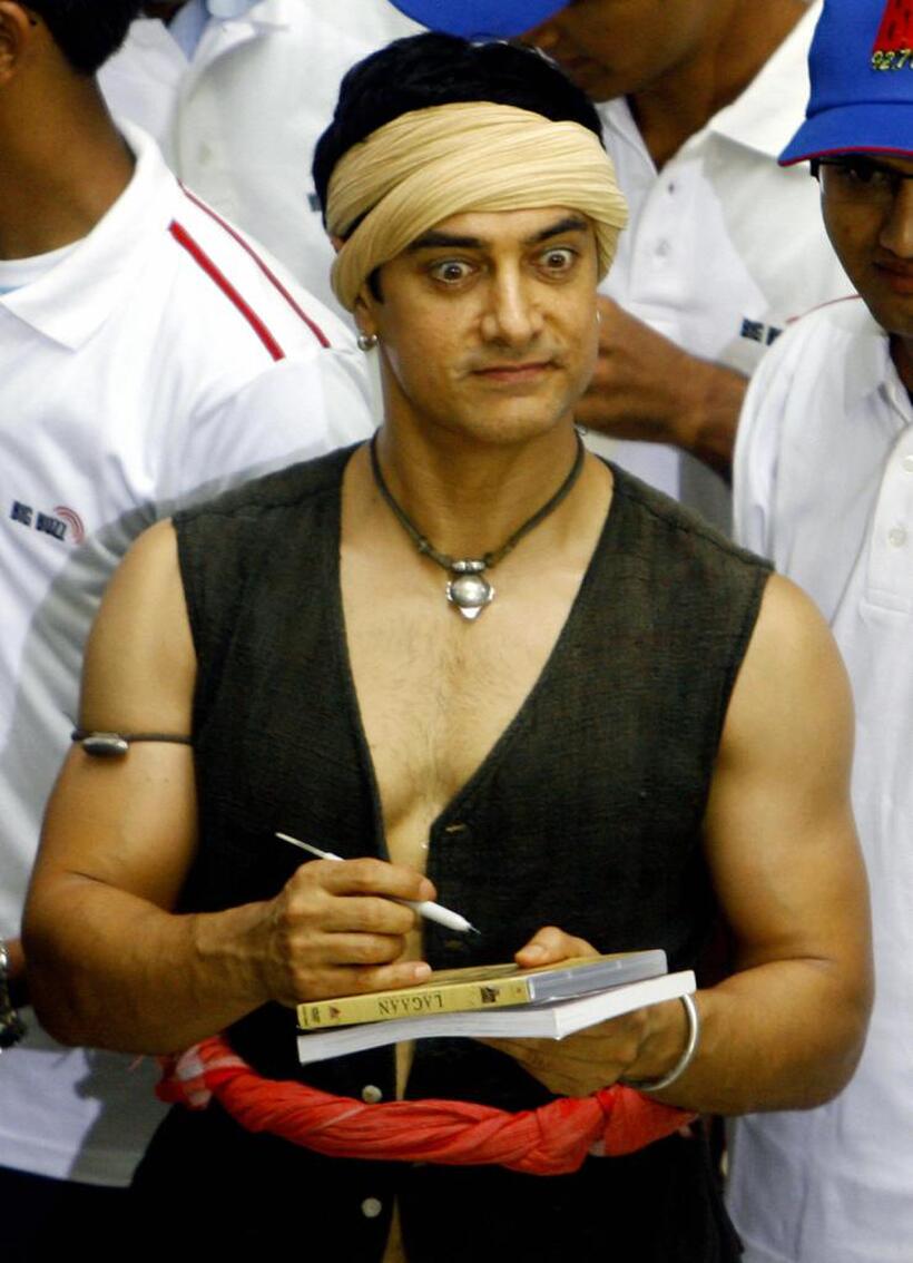 Aamir Khan at the promotional event of "Lagaan" (Land-Tax).