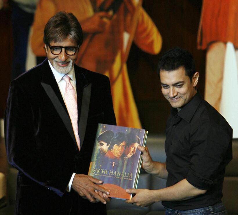 Amitabh Bachchan and Aamir Khan at the book launch of "Bachchanalia."