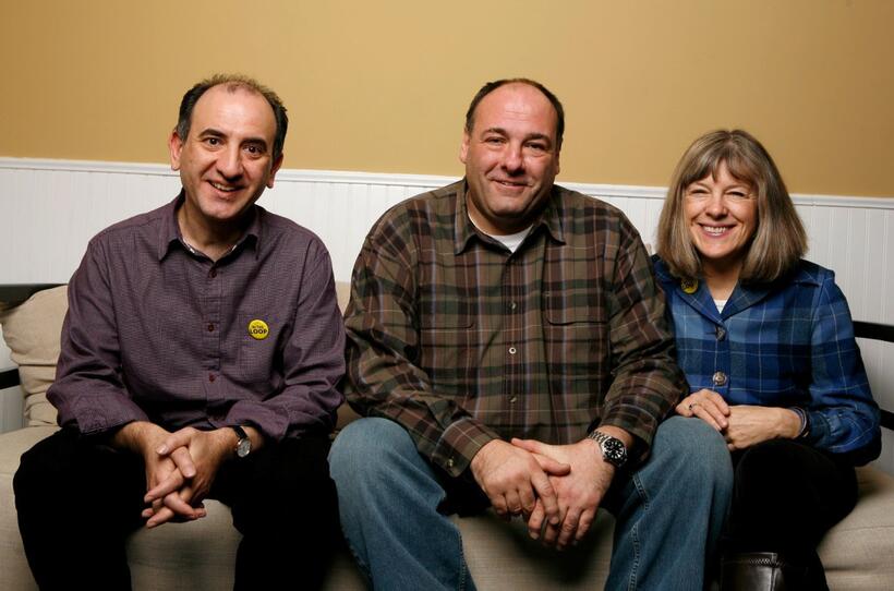 Director Armando Lannucci, James Gandolfini and Mimi Kennedy at the 2009 Sundance Film Festival.