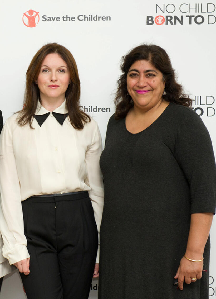Dervla Kirwan and Gurinder Chadha at the photocall for Save The Children's "Missing Midwives" in London.
