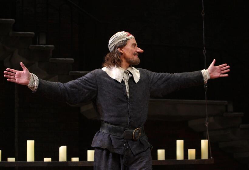 Kevin Kline on stage after the opening night of "Cyrano De Bergerac" at the Richard Rodgers Theatre.