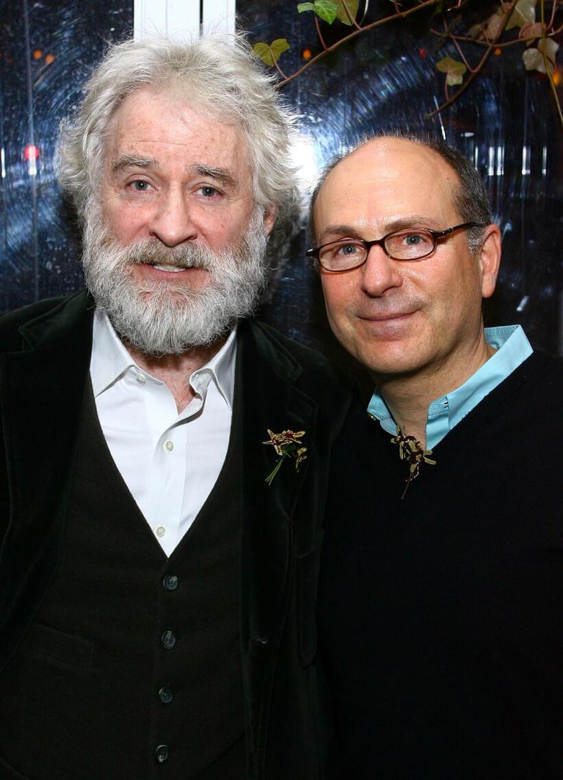 Kevin Kline and James Lapine at the post-performance party of the opening night of King Lear.