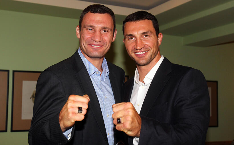 Vitali Klitschko and Wladimir Klitschko at the Minas Restaurant to Honor Staff in Germany.
