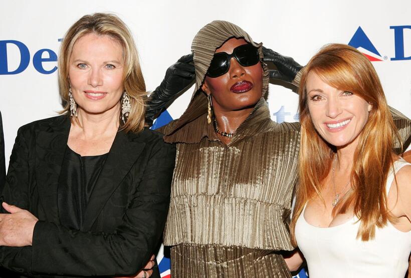 Maud Adams, Grace Jones and Jane Seymour at the celebration of Delta Ailrines' newest international route between New York and London.