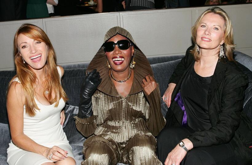 Maud Adams, Grace Jones and Jane Seymour at the celebration of Delta Ailrines' newest international route between New York and London.