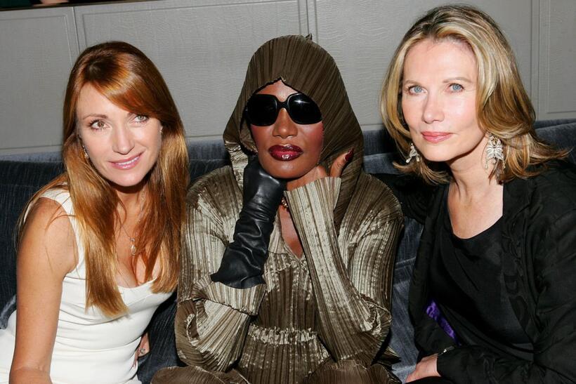 Maud Adams, Grace Jones and Jane Seymour at the celebration of Delta Ailrines' newest international route between New York and London.