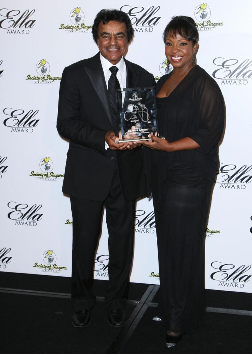 Johnny Mathis and Gladys Knight at the 16th Annual ELLA Awards.