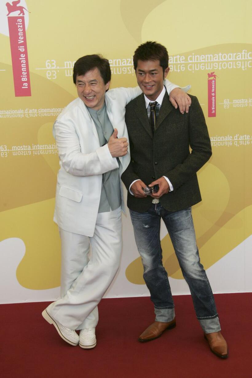Jackie Chan and Louis Koo at the photocall of "Rob-B-Hood" during the 63rd Venice Film Festival.