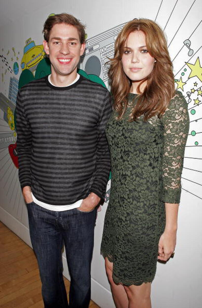 "License to Wed" stars John Krasinski and Mandy Moore backstage during MTV's Total Request Live in N.Y.