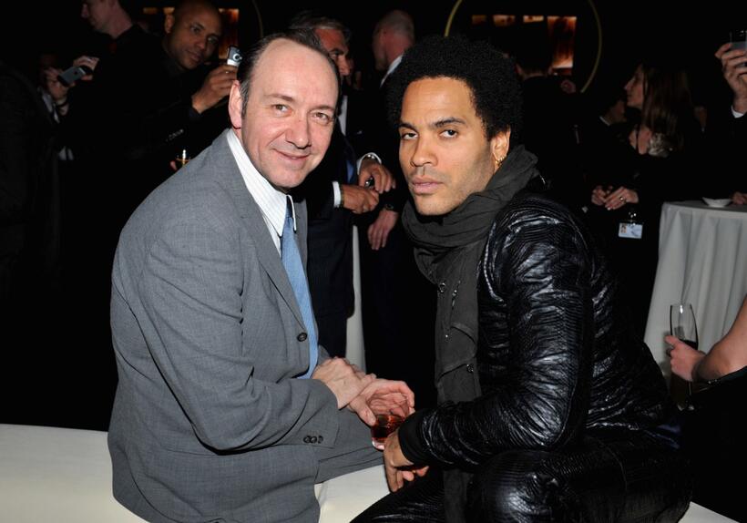 Kevin Spacey and Lenny Kravitz at the "The Crossing" gala event.