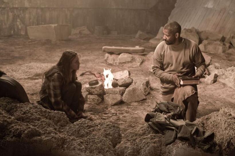 Mila Kunis as Solara and Denzel Washington as Eli in "The Book of Eli."