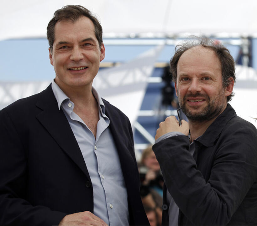 Samuel Labarthe and Denis Podalyde at the photocall of "La Conquete" during the 64th Cannes Film Festival.