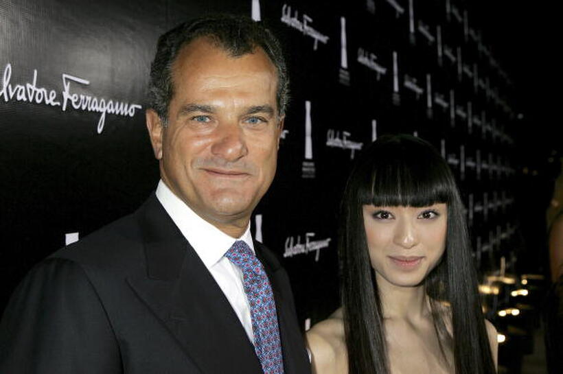 Leonardo Ferragamo and Chiaki Kuriyama at the Rodeo Drive Walk of Style Awards ceremony.