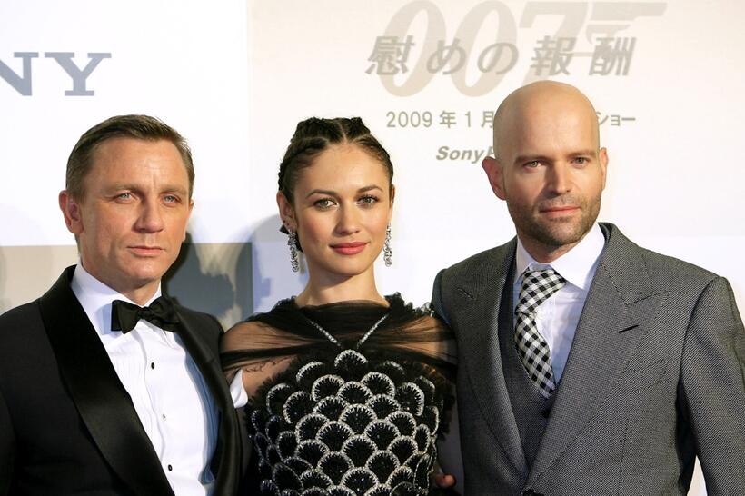 Daniel Craig, Olga Kurylenko and Director Marc Forster at the Japan premiere of "Quantum of Solace."