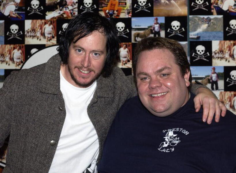 Ehren McGhehey and Preston Lacy at the UK premiere of "Jackass Number Two."