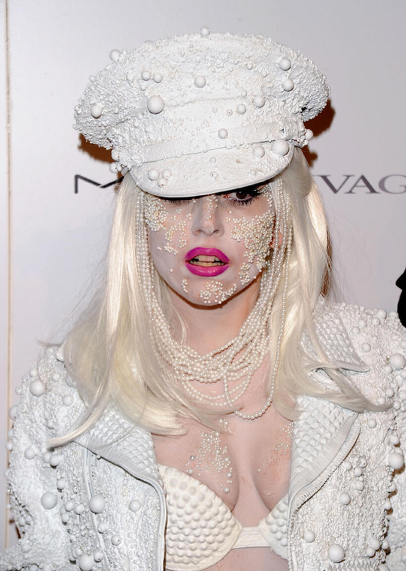 Lady Gaga at the amfAR New York gala during the Fall 2010 Fashion Week in New York.