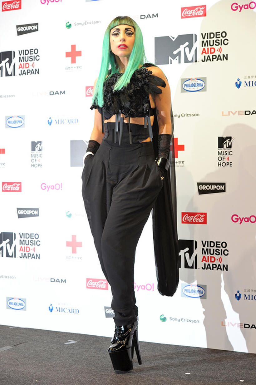 Lady Gaga at the MTV Video Music Aid Japan press conference in Tokyo.