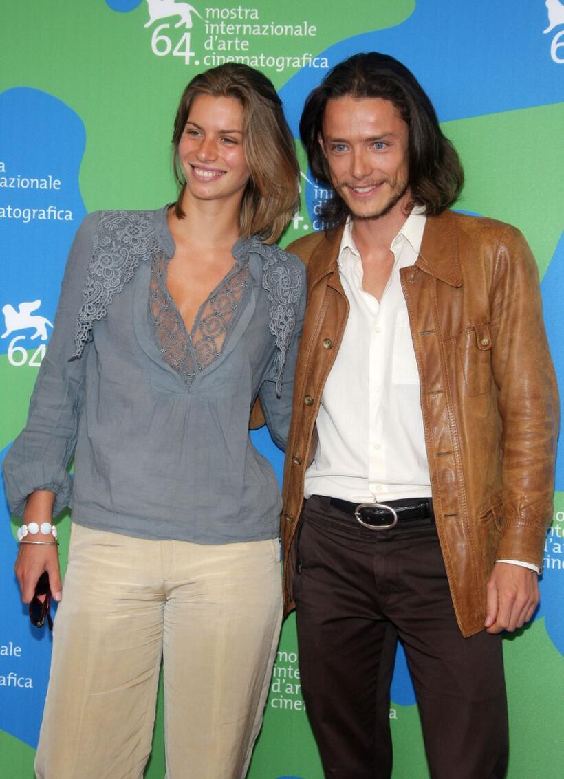 Xavier Lafitte and girlfriend Carolie at the photocall of "Tim En La Ciudad De Sylvia" during the 64th Venice Film Festival.